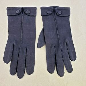 Vtg Van Raalte Navy Cotton Cuffed Gloves USA 6.5